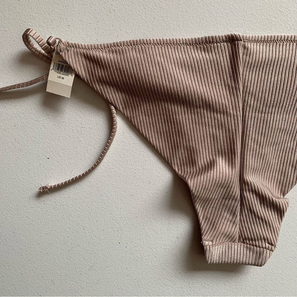 aerie Ribbed Tie-Side Bikini Bottoms in Mauve Taupe - Picture 5 of 12